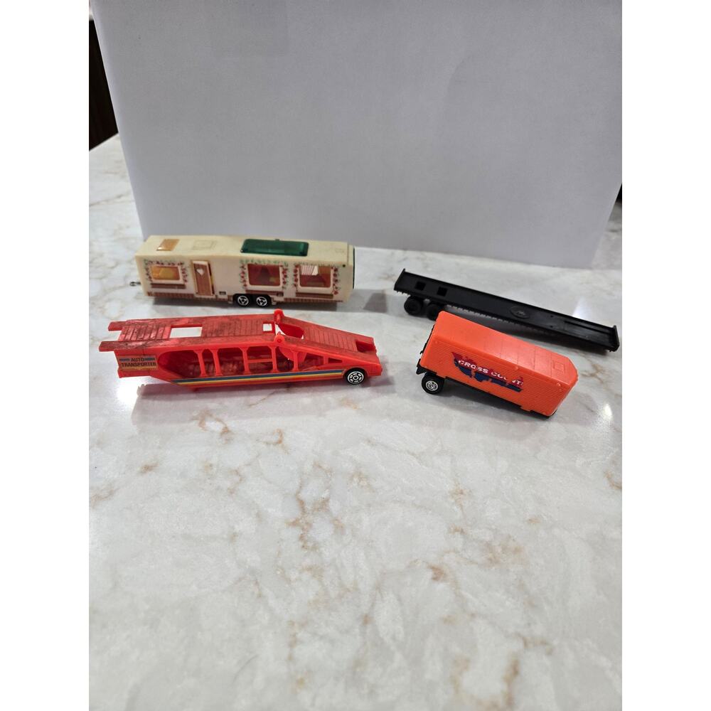 4 Vintage Trailers Majorette Caravan  Kidco 1979 Hong Kong Lindburg Toys Diecast